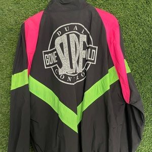 Vintage Dual Control Nylon Windbreaker Full Zip Jacket Neon Colors 90s